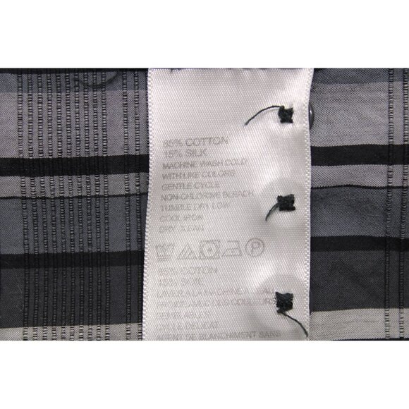 Tommy Bahama Men's Long Sleeve Button Down Shirt Silk Cotton Blend Black/Grey  L - Picture 6 of 7